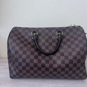 Louis Vuitton Speedy Bandouliere 35 Damier Canvas Top Handle Women's Handbag